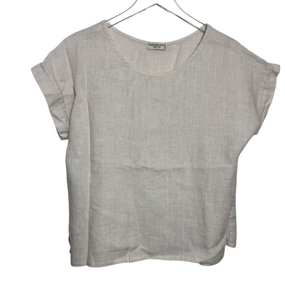 Terzo Millennio Made in Italy Size Small natural Linen Button Back Top Tunic - Picture 6 of 6